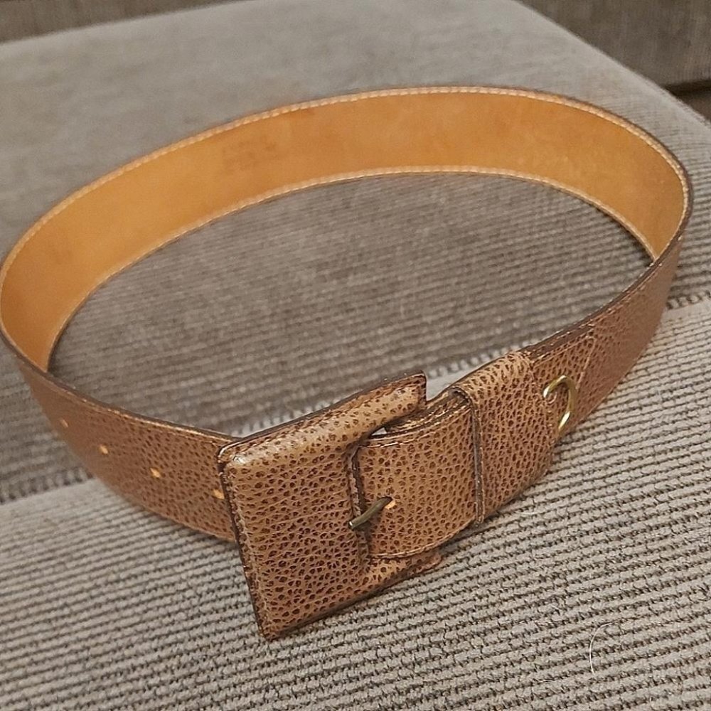 Enrico Genuine Leather Belt Boho Chic Textured Pebbled Brown Waist Belt